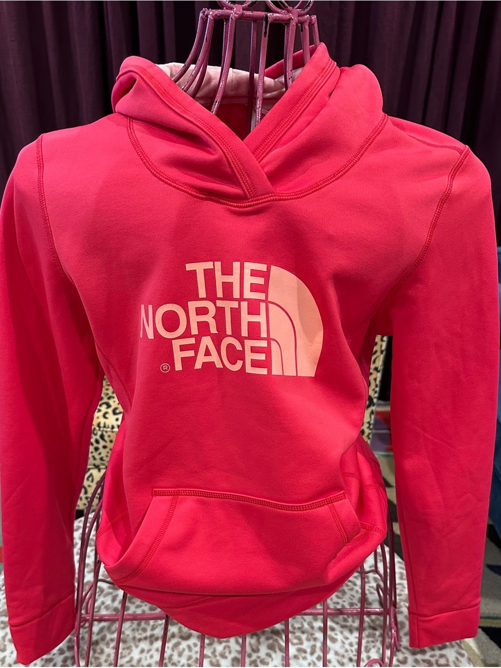 The North Face Pink Logo Hoodie - Bright Pink Med